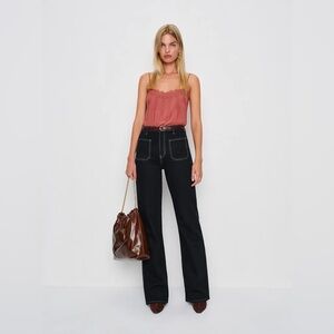 F26 Reformation Alyssa Stretch High Rise Wide Leg Long Jeans